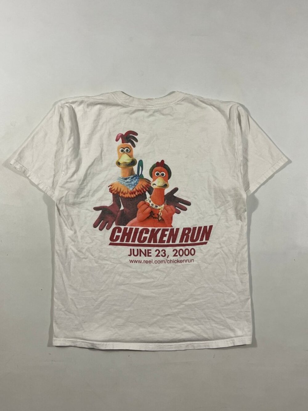 Vintage Y2K Chicken Run 2000 DreamWorks Movie Promo Tee White